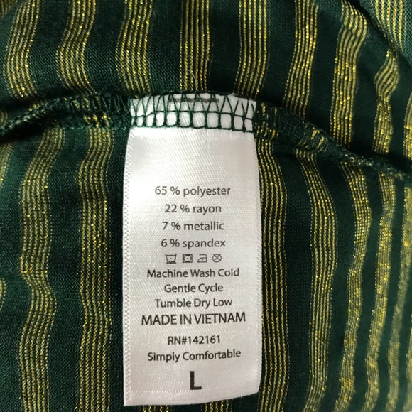 LuLaRoe Green and Gold Stripe Julia Dress - Picture 5 of 8